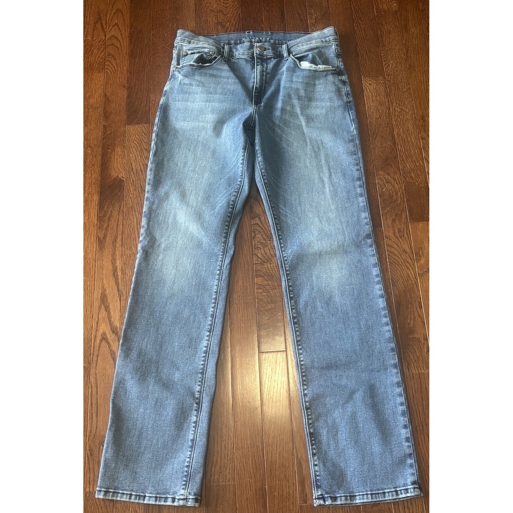 Mott & Bow Men's Straight Staple Jeans - Medium Blue Denim 35x32